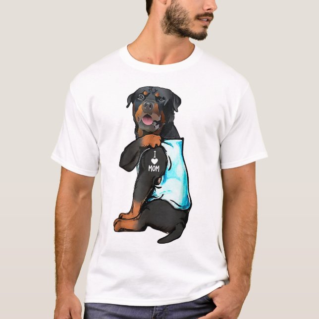 Rottweiler I Kärlek Mamma Tattoo T Shirt (Framsida)