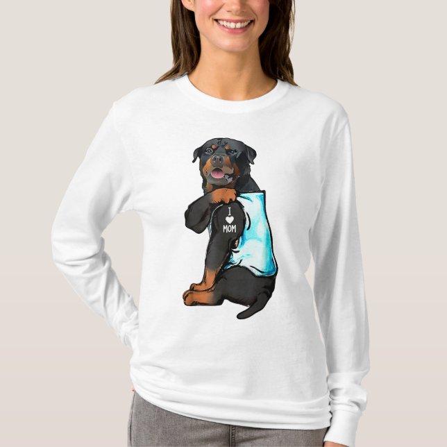Rottweiler I Kärlek Mamma Tattoo T Shirt (Framsida)