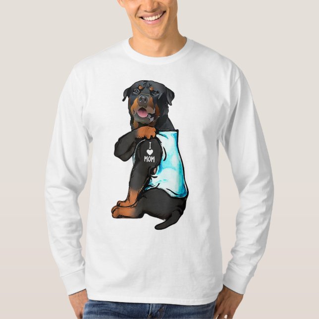 Rottweiler I Kärlek Mamma Tattoo T Shirt (Framsida)