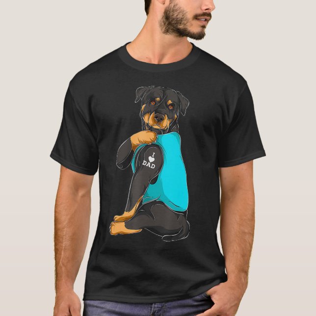 Rottweiler I Kärlek Pappa Tattoapparel Hund Pappa T Shirt (Framsida)
