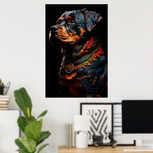 Rottweiler i Warrior Ceremonial Attire