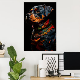 Rottweiler i Warrior Ceremonial Attire Poster