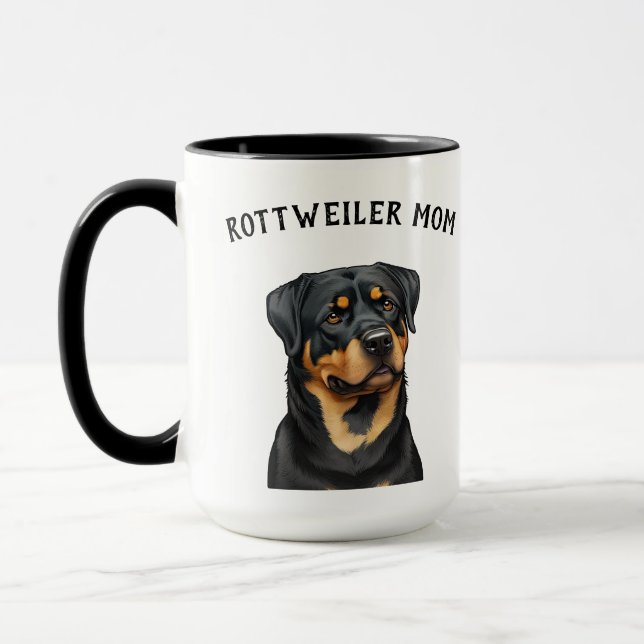 Rottweiler Illustration Cute Hund älskare Coffee M Mugg (Vänster)