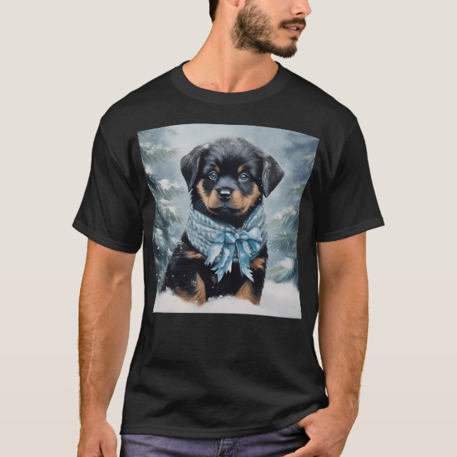 Rottweiler in Winter T Shirt (Framsida)