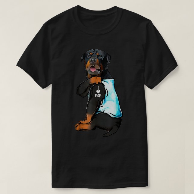 Rottweiler jag älskar mamma tatuering  t shirt (Design framsida)