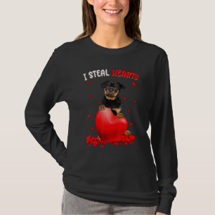 Rottweiler jag stjäl hjärtan söt hund kramar hjärt t shirt