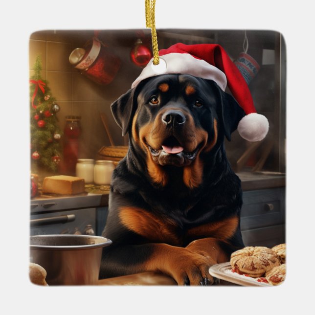 Rottweiler jul Cookies Festive Helgdag Julgransprydnad Keramik (Framsida)