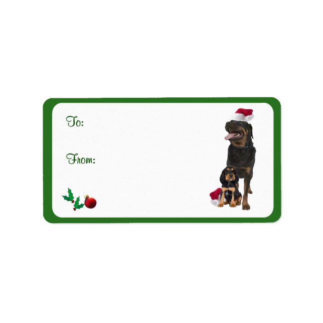 Rottweiler jul Gift Märkre Stickers Adressetikett (Framsidan)