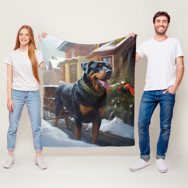 Rottweiler jul - helgsäsong fleecefilt (På plats)