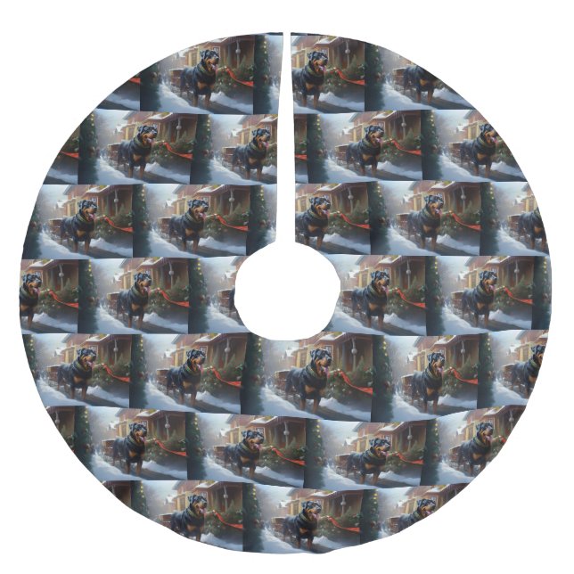 Rottweiler jul - helgsäsong julgransmatta borstad polyester (Framsidan)