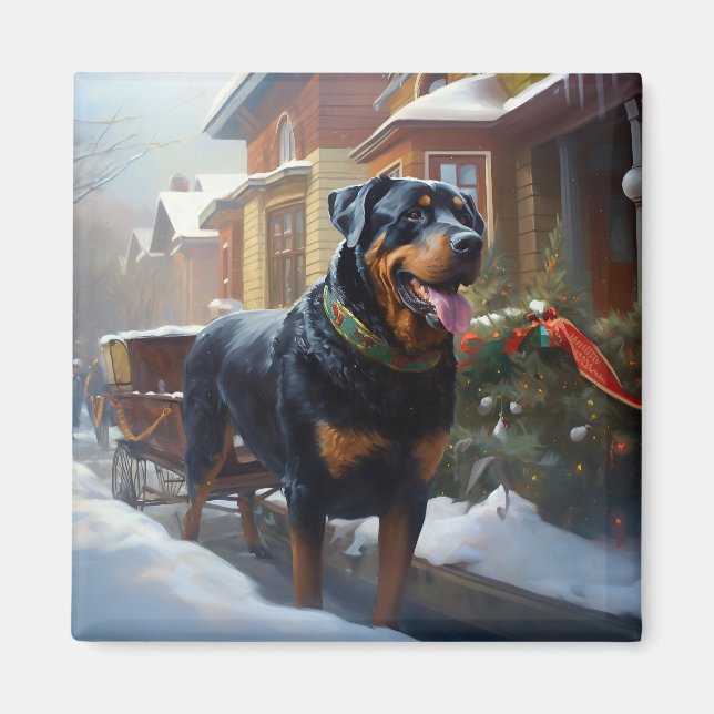 Rottweiler jul - helgsäsong magnet (Framsidan)