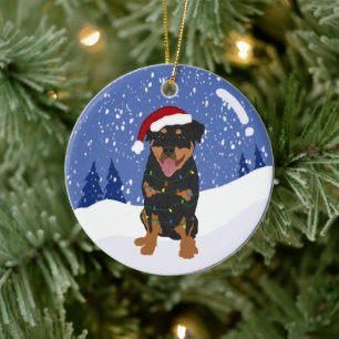 Rottweiler-jul julgransprydnad keramik