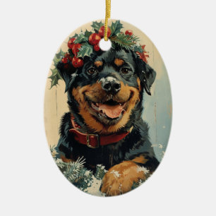 Rottweiler-jul Julgransprydnad Keramik