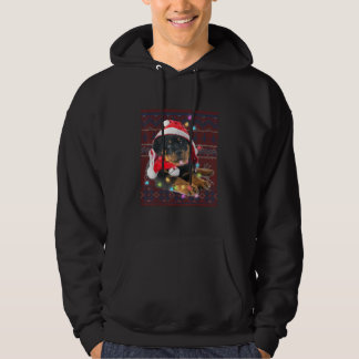 Rottweiler jul Ljus Ugly Sweater Hund älskare Hoodie