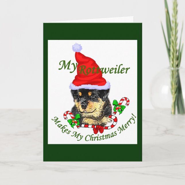 Rottweiler jul Merry Helgkort (Framsida)