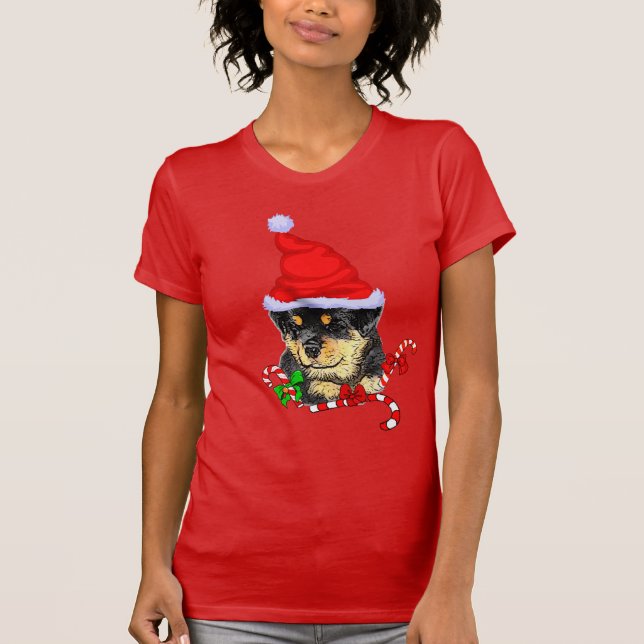 Rottweiler jul Merry T Shirt (Framsida)