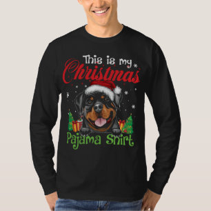 Rottweiler jul Pajama Rolig hund Älskare Julafton T Shirt