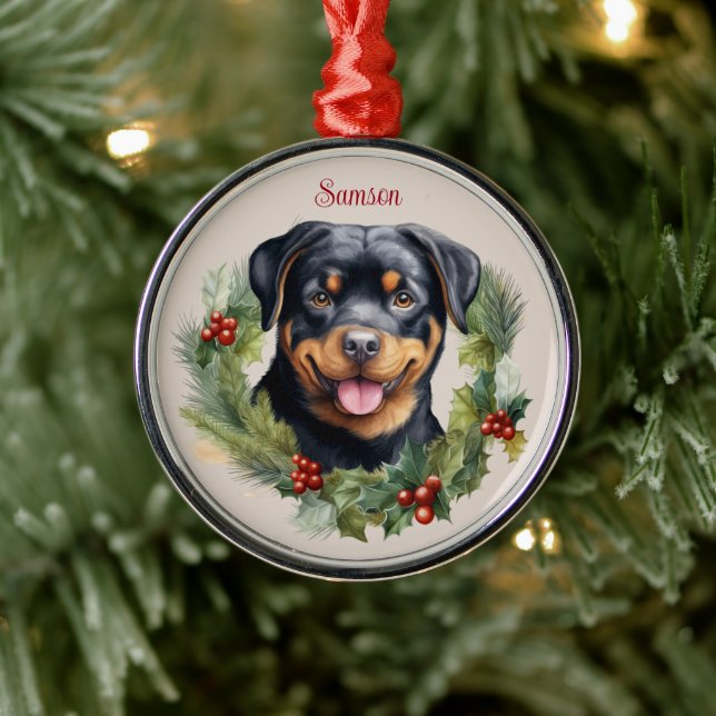Rottweiler jul Pet Memorial Hund aveln Julgransprydnad Metall (Träd)