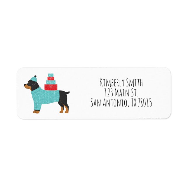 Rottweiler jul returadress  etikett (Framsidan)