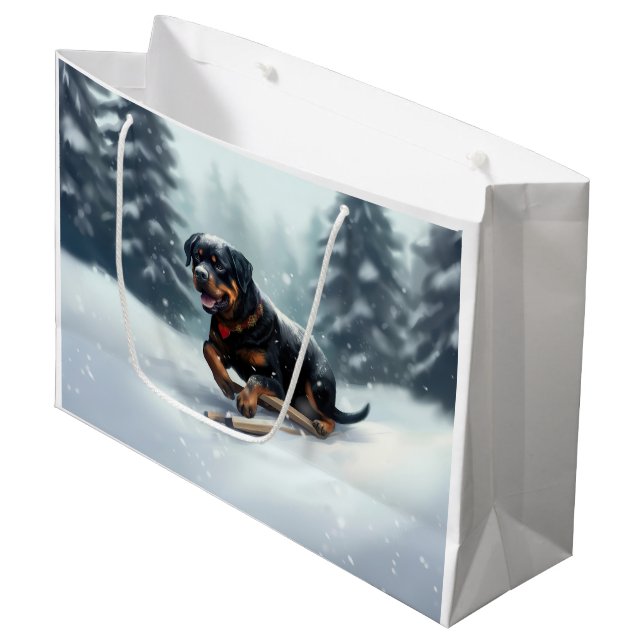 Rottweiler jul snö vinter Kuddcover (Framsidan Vinklad)