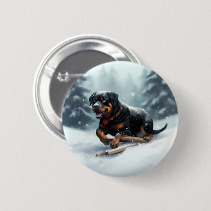 Rottweiler jul snö vinter Kuddcover Knapp