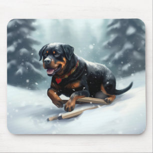 Rottweiler jul snö vinter Kuddcover Musmatta