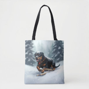 Rottweiler jul snö vinter Kuddcover Tygkasse
