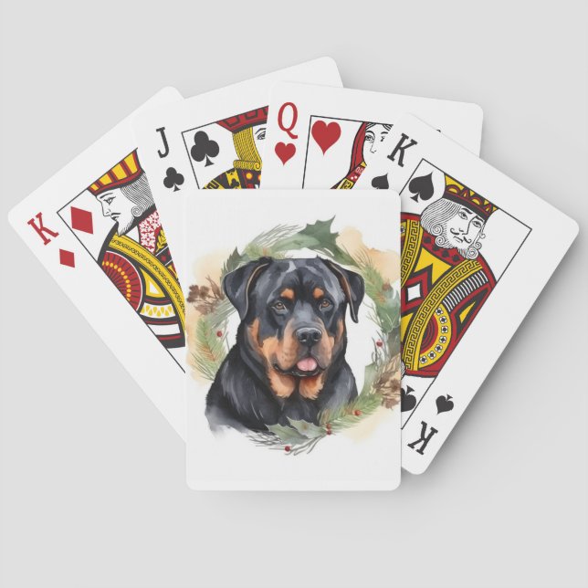 Rottweiler Jul Utandning Festive Valp Casinokort (Baksidan)