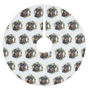 Rottweiler Jul Utandning Festive Valp Julgransmatta Borstad Polyester