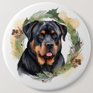 Rottweiler Jul Utandning Festive Valp Knapp