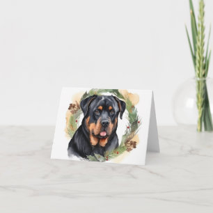 Rottweiler Jul Utandning Festive Valp Kort