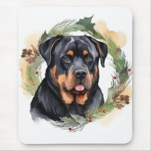 Rottweiler Jul Utandning Festive Valp Musmatta
