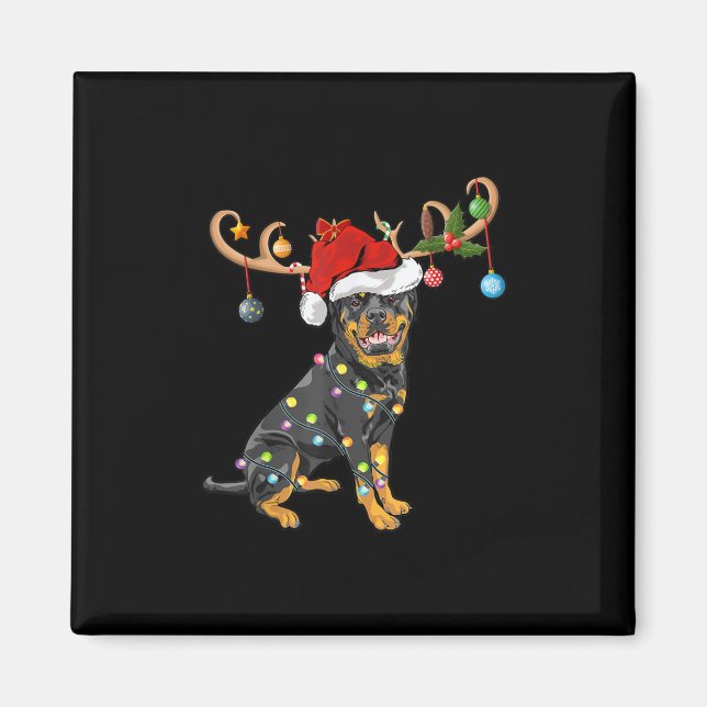 Rottweiler Julafton Gift Santas Reindeer Rottweile Magnet (Framsidan)