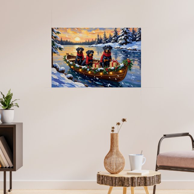 Rottweiler julbåt firande poster (Vardagsrum 3)