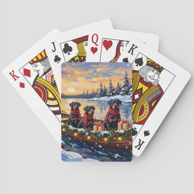 Rottweiler julbåt semester casinokort (Baksidan)