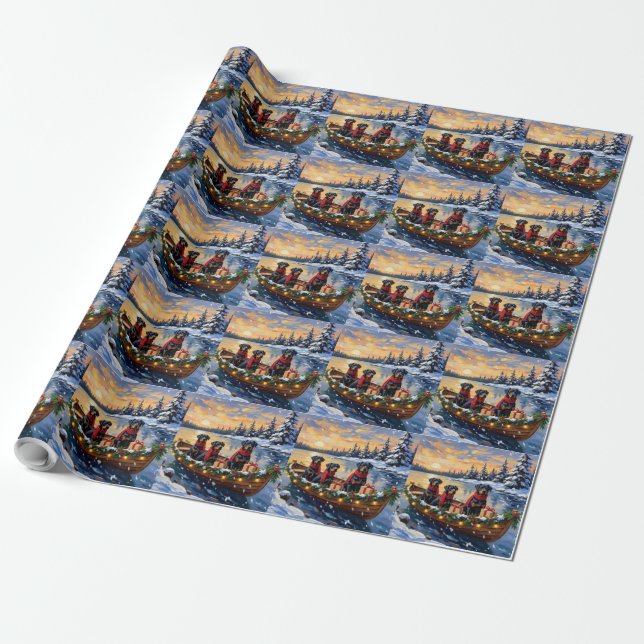 Rottweiler julbåtsholiday presentpapper (Utrullad)