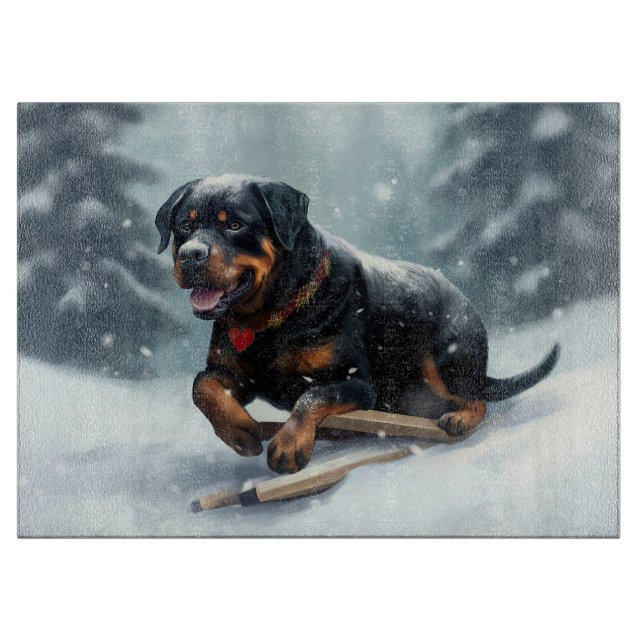 Rottweiler-julen snö-vintern Dekorativ kudde (Framsidan)