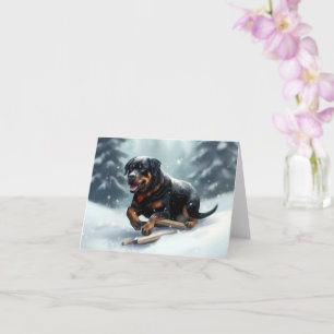 Rottweiler-julen snö-vintern Dekorativ kudde Kort