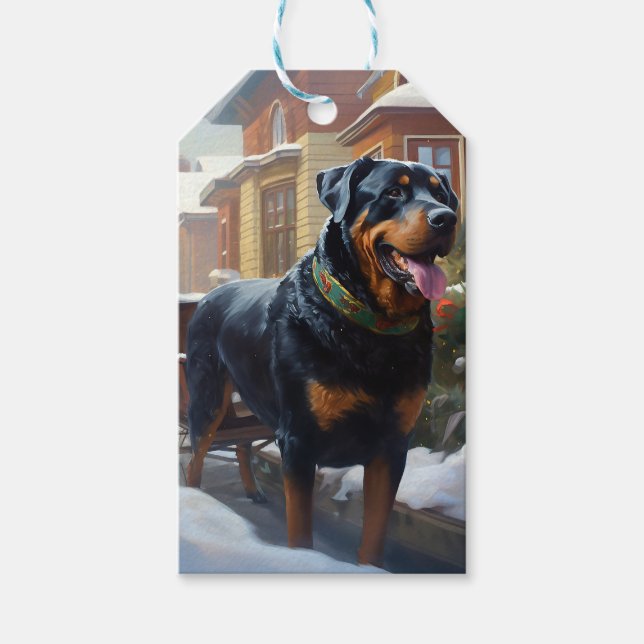 Rottweiler Julfirande Säsong Presentetikett (Framsidan)