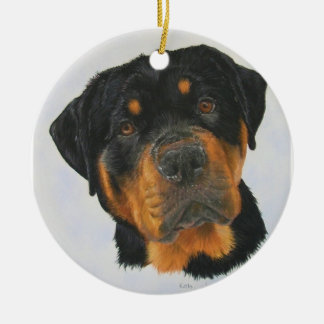 Rottweiler Julgransprydnad Keramik