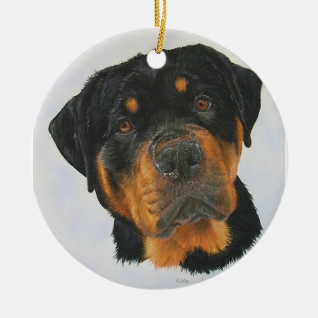 Rottweiler Julgransprydnad Keramik (Framsidan)