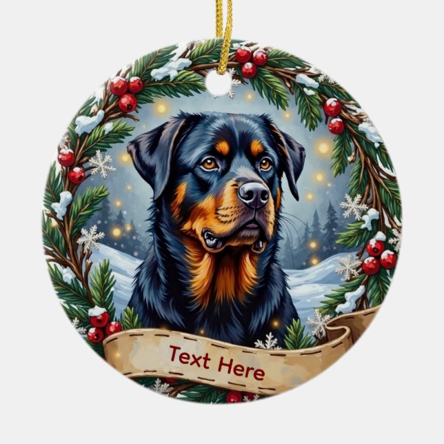Rottweiler julgransprydnad keramik (Framsidan)