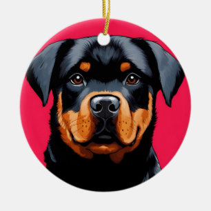 Rottweiler Julgransprydnad Keramik