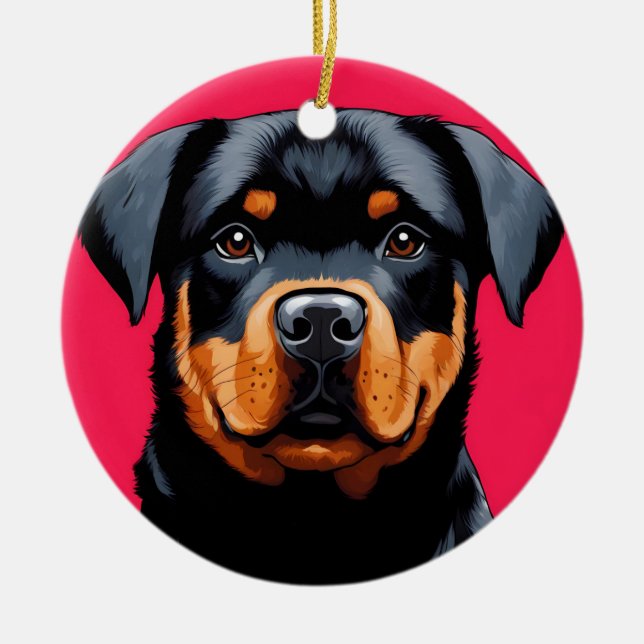 Rottweiler Julgransprydnad Keramik (Framsidan)