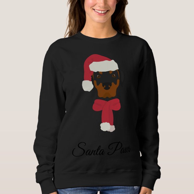 Rottweiler Julillustration Hund med Santa H T Shirt (Framsida)