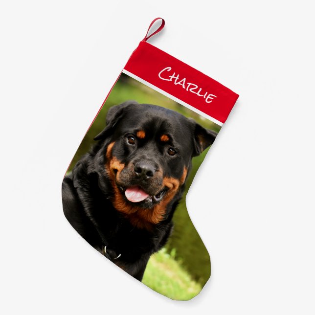 Rottweiler-julklapp Liten Julstrumpa (Framsidan (Hängande))