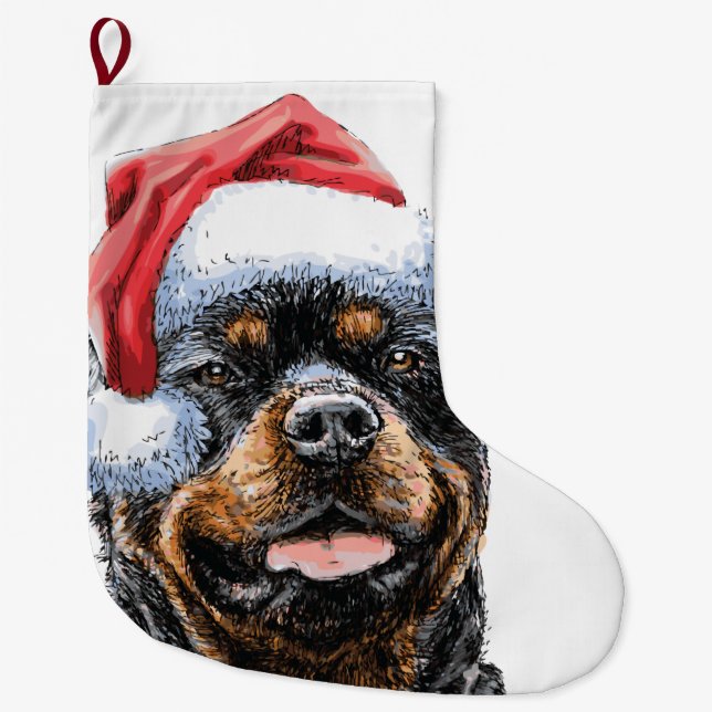 Rottweiler julklapp stor julstrumpa (Framsidan)