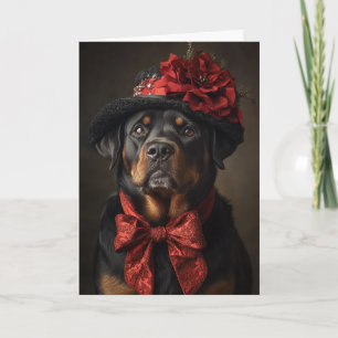Rottweiler Julkort Elegant Viktoriansk Hund Helgkort