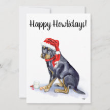 Rottweiler-julkort - Lycklig Howlidays!