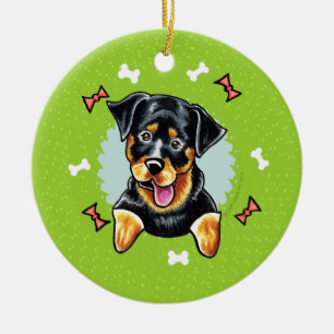 Rottweiler julkran julgransprydnad keramik